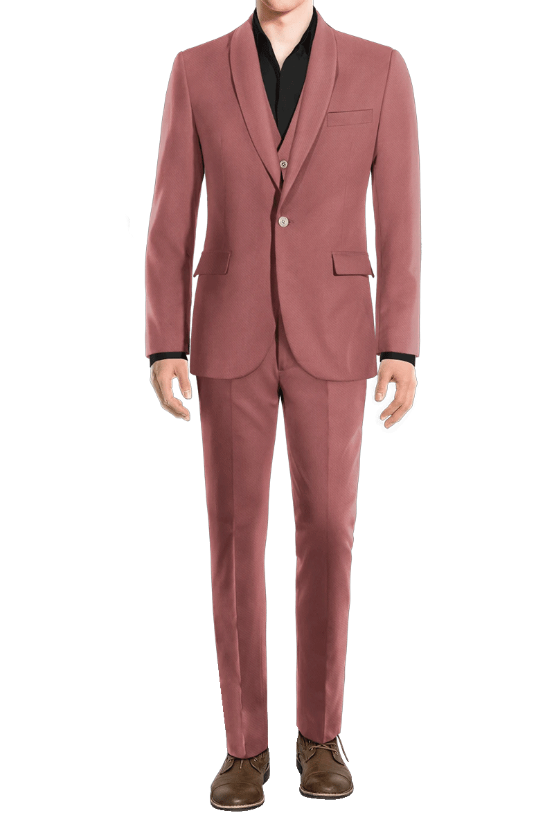 Traje de 3 piezas de corte entallado y 1 botón en color rosa oscuro