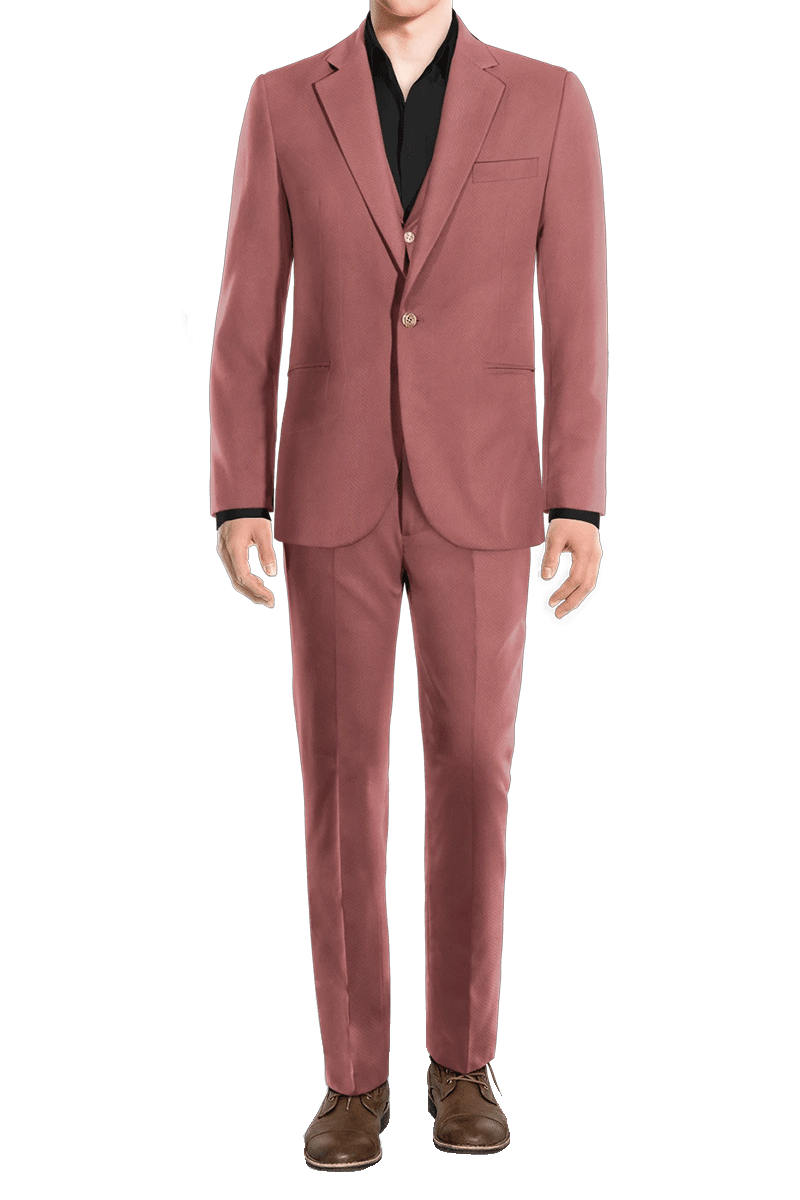 Traje de 3 piezas de corte entallado y 1 botón en color rosa oscuro