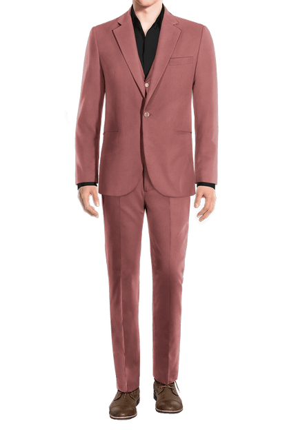 Traje de 3 piezas de corte entallado y 1 botón en color rosa oscuro