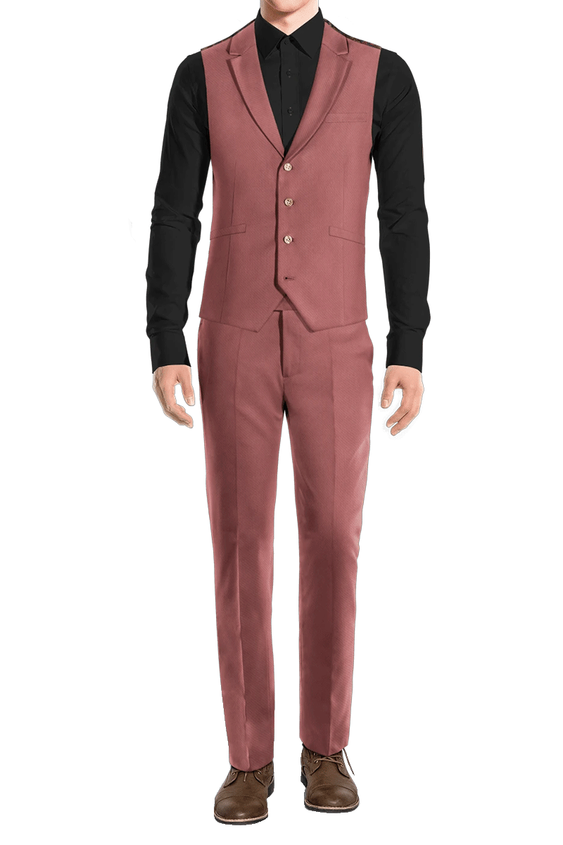 Traje de 3 piezas de corte entallado y 1 botón en color rosa oscuro