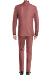 Dunkelrosa Slim Fit 3-teiliger 1-Knopf-Anzug