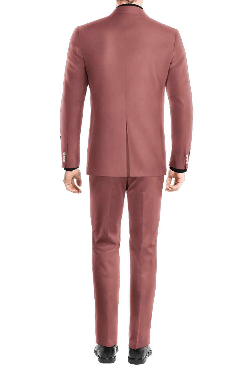 Traje de 3 piezas de corte entallado y 1 botón en color rosa oscuro