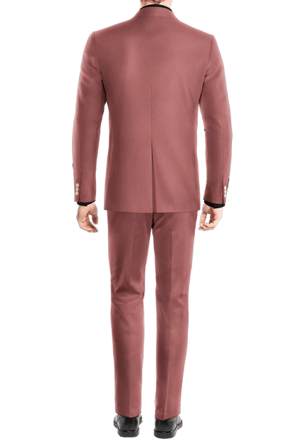 Traje de 3 piezas de corte entallado y 1 botón en color rosa oscuro