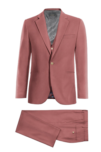 Traje de 3 piezas de corte entallado y 1 botón en color rosa oscuro