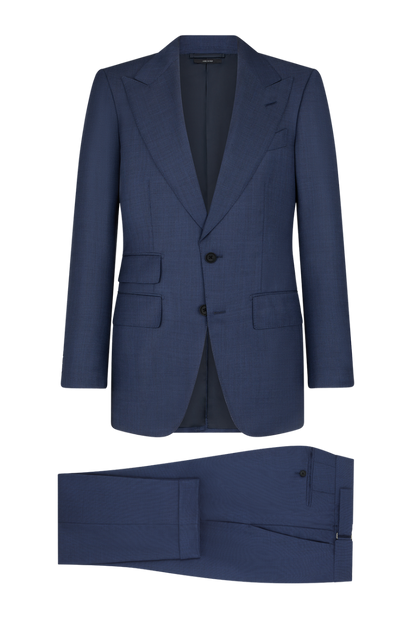 Traje ajustado de 2 piezas y 2 botones en azul denim