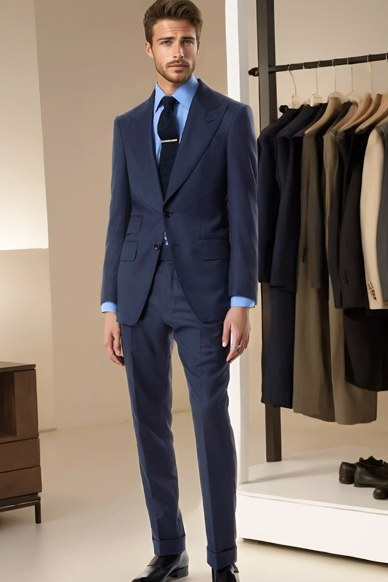 Demin Blue Slim fit 2 piece 2-Button Suit