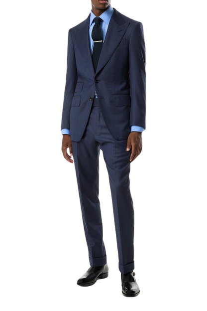 Traje ajustado de 2 piezas y 2 botones en azul denim