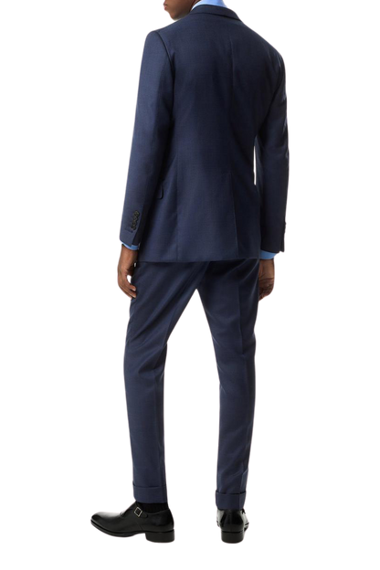 Traje ajustado de 2 piezas y 2 botones en azul denim