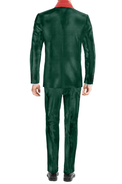 Traje de 3 piezas de corte entallado de 1 botón en color verde bosque