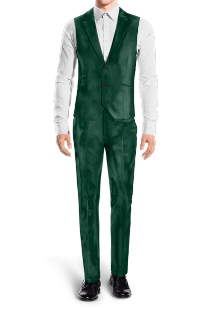 Traje de 3 piezas de corte entallado de 1 botón en color verde bosque