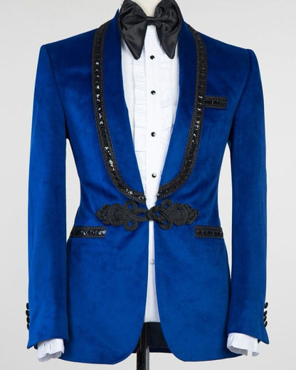 Royal Blue single button Shawl Lapel 2-piece Suit