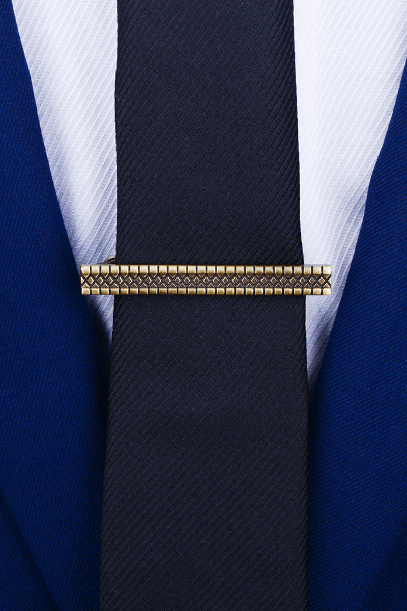 Golden Plaid Retro Modern Tie Bar