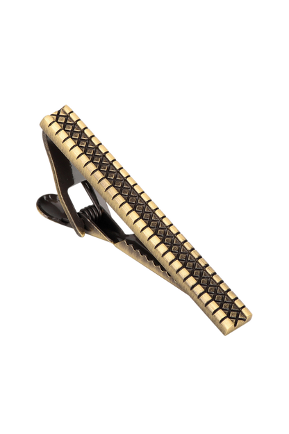 Pince à cravate rétro moderne à carreaux dorés 