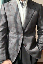 Gray Plaid Regular fit 2 piece 2-Button Suit