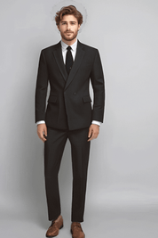 Gray Slim Fit Charcoal Pinstripe 2 Piece Double Breasted Suit