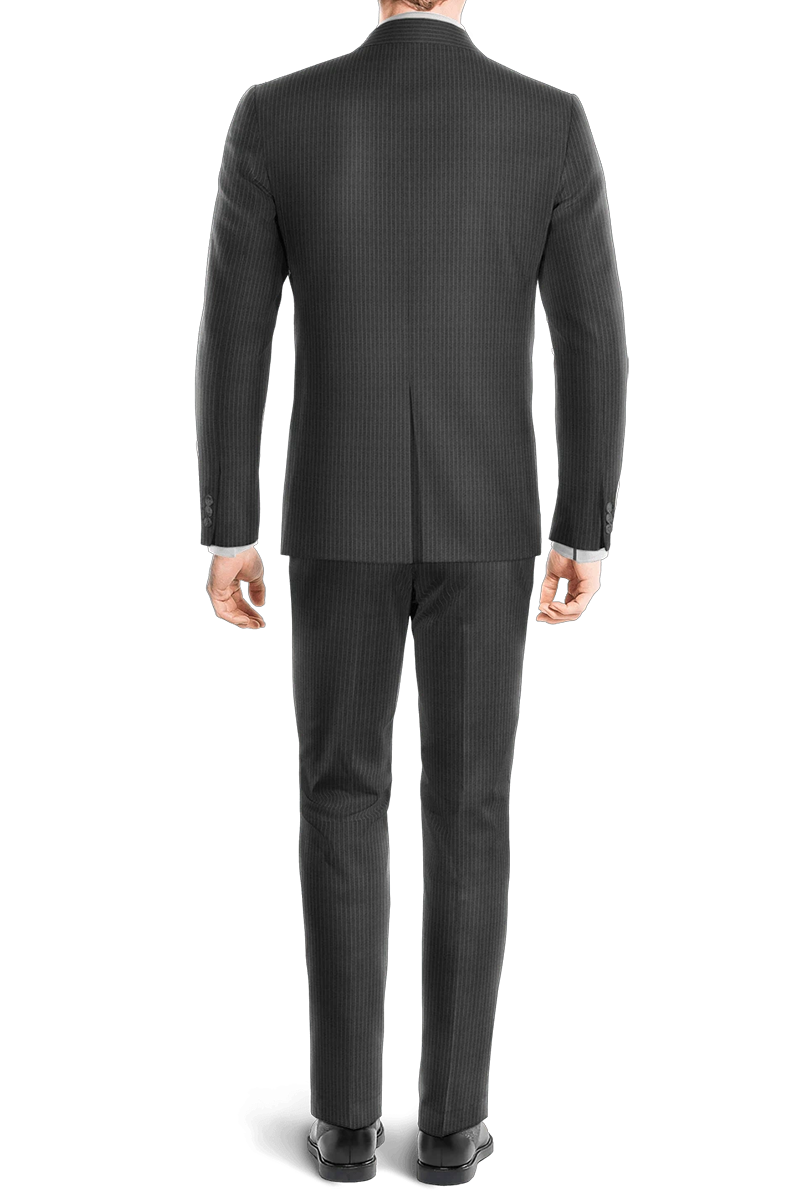 Gray Slim Fit Pinstripe 2 Piece 2 Button Suit