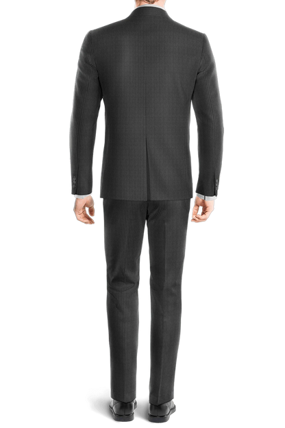Gray Slim Fit Pinstripe 2 Piece 2 Button Suit