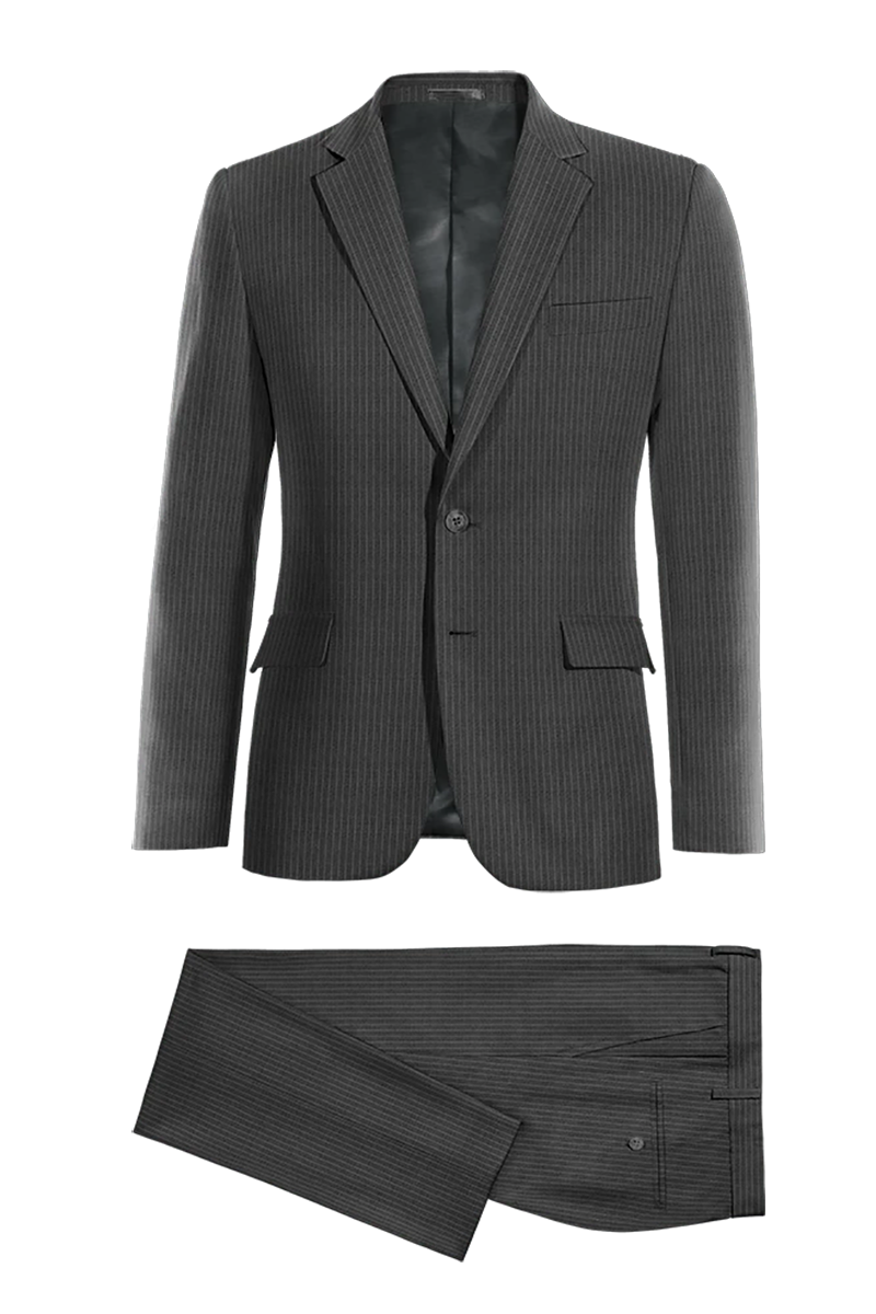 Gray Slim Fit Pinstripe 2 Piece 2 Button Suit