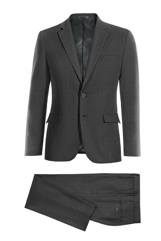 Gray Slim Fit Pinstripe 2 Piece 2 Button Suit