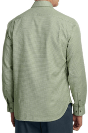 Green Cotton Houndstooth Casual Shirt