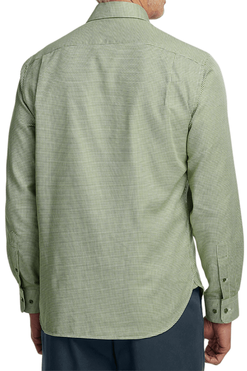 Green Cotton Houndstooth Casual Shirt