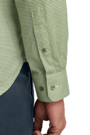 Green Cotton Houndstooth Casual Shirt