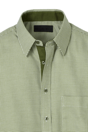 Green Cotton Houndstooth Casual Shirt