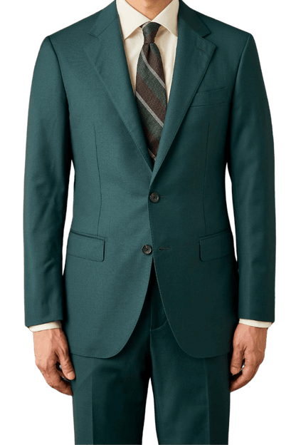 Green Half Canvas Notch Lapels Suit