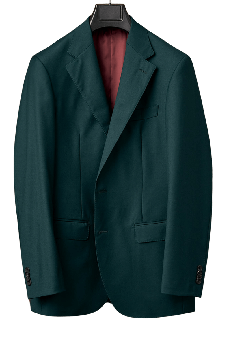 Green Half Canvas Notch Lapels Suit