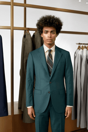 Green Half Canvas Notch Lapels Suit