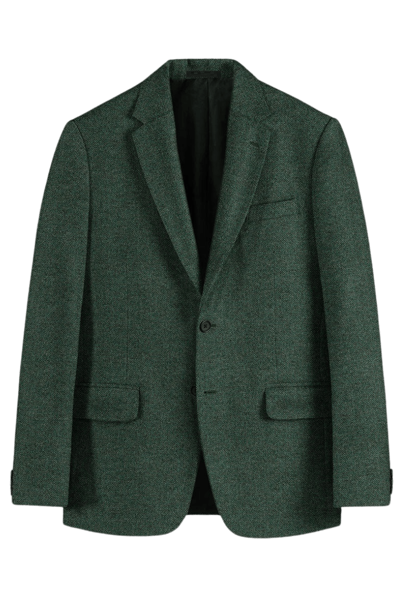 Green Herringbone Tweed Suit