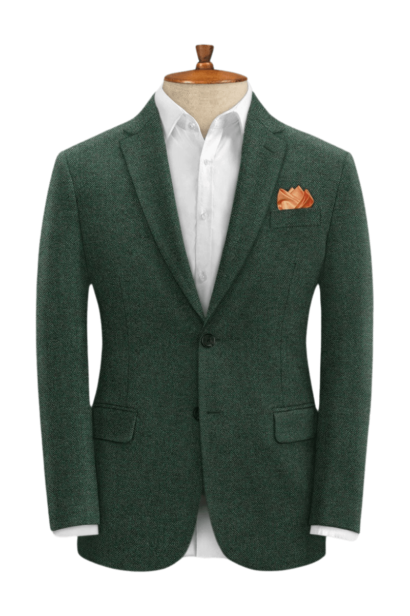 Green Herringbone Tweed Suit