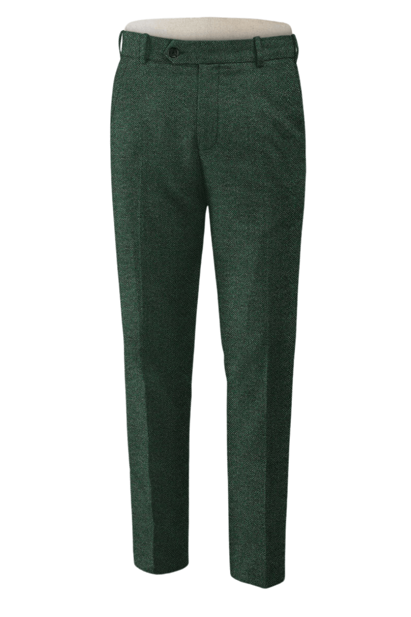 Green Herringbone Tweed Suit