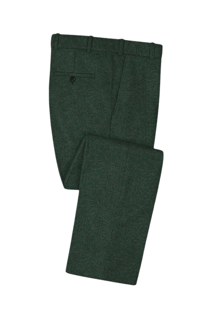 Green Herringbone Tweed Suit