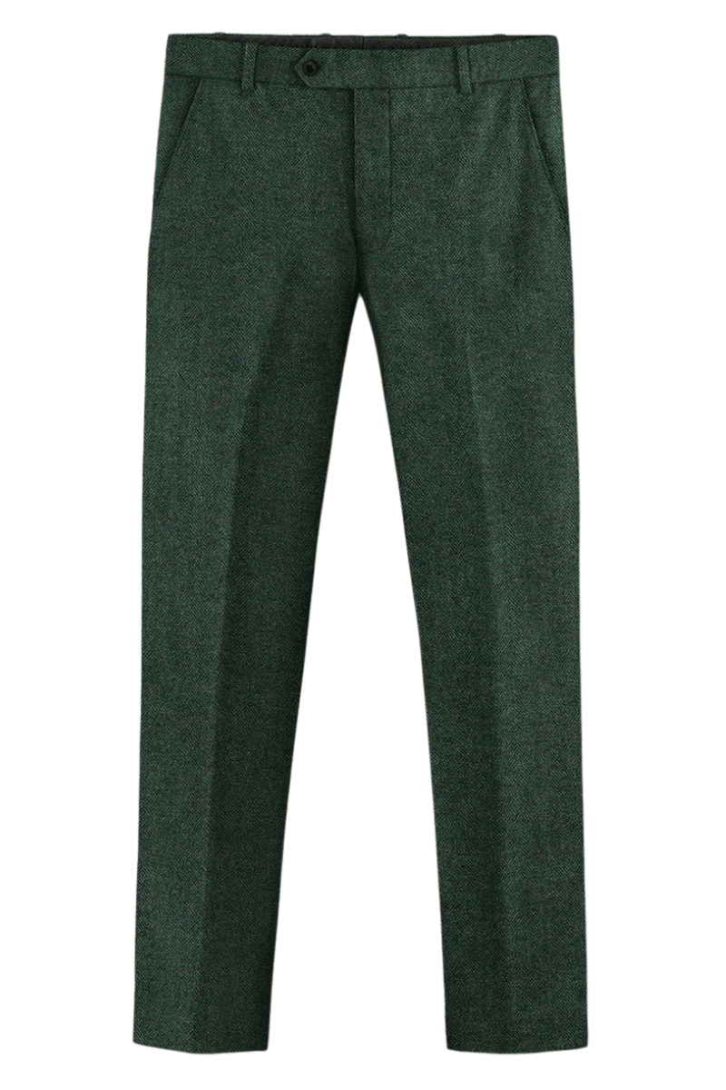 Green Herringbone Tweed Suit