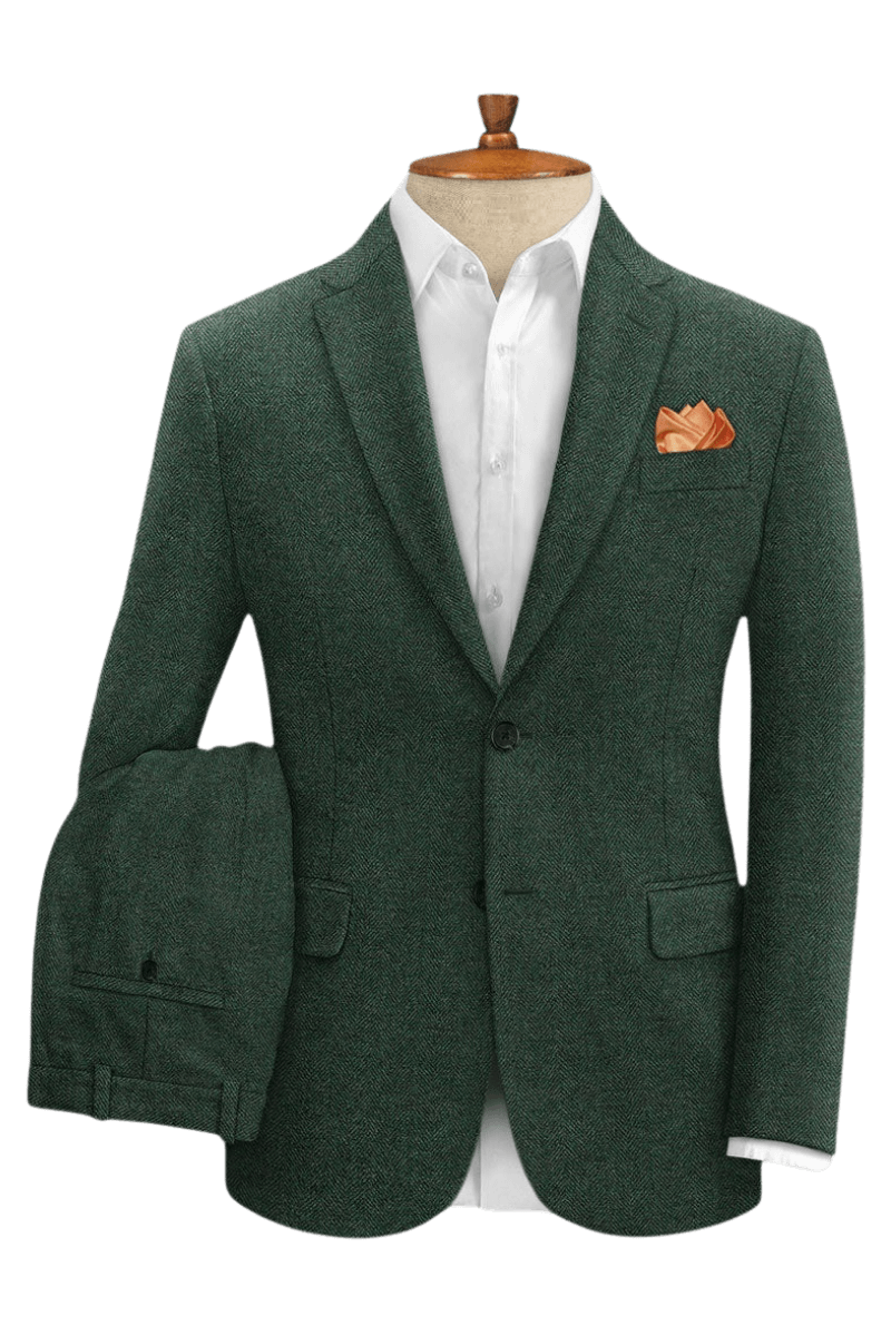 Green Herringbone Tweed Suit