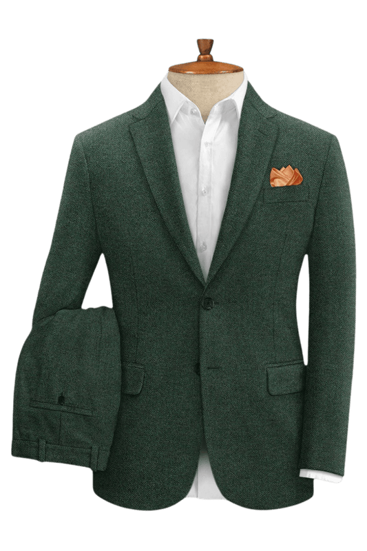 Green Herringbone Tweed Suit