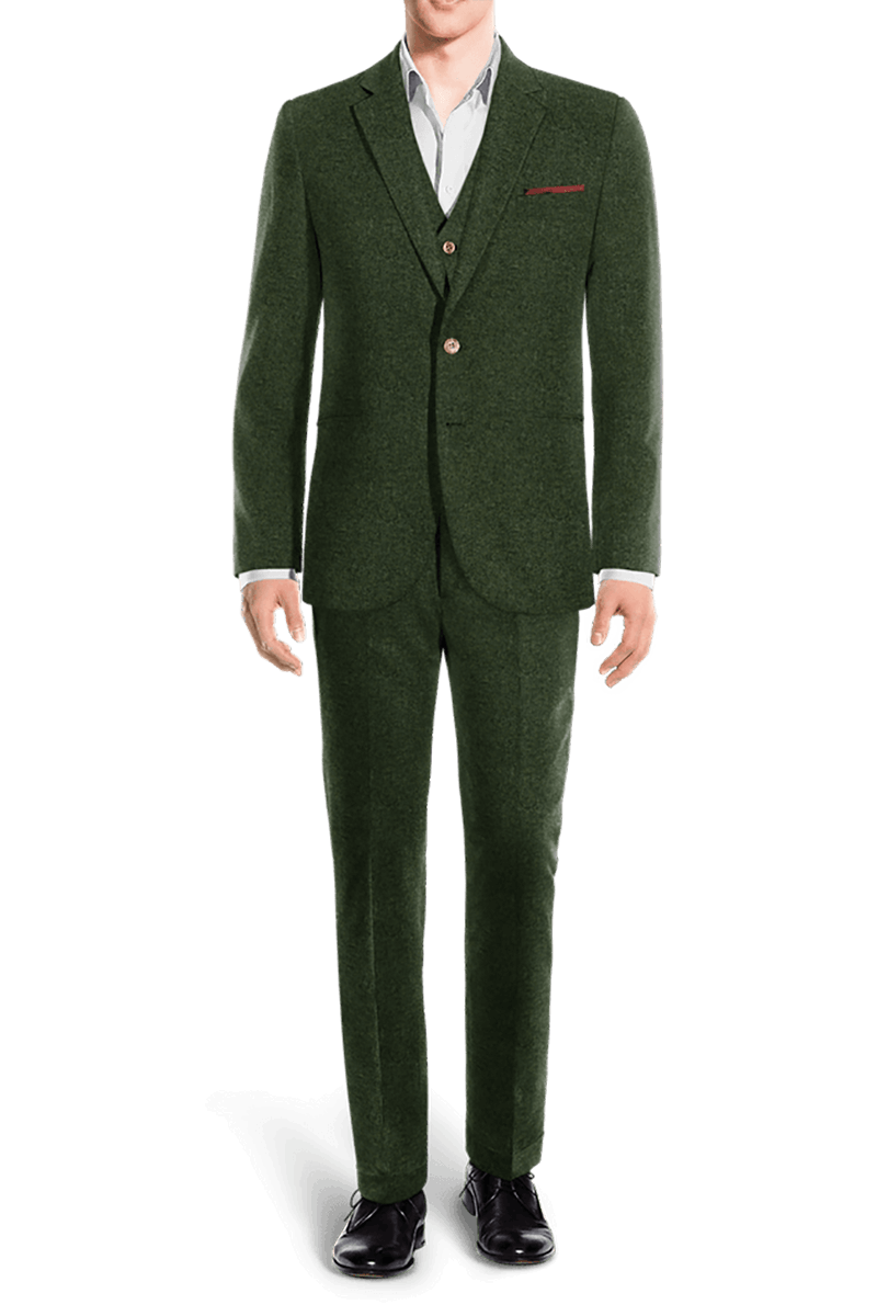 Green Herringbone Tweed 3-Piece Suit