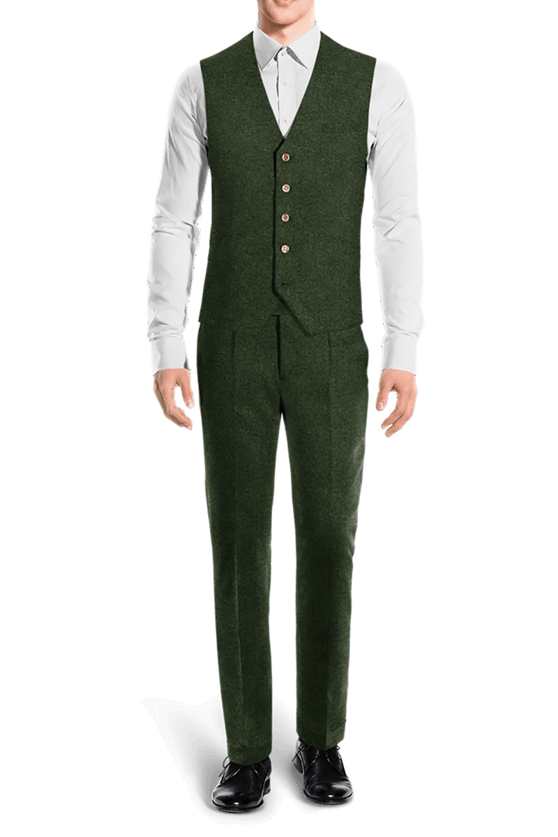 Green Herringbone Tweed 3-Piece Suit