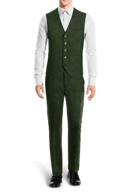 Green Herringbone Tweed 3-Piece Suit