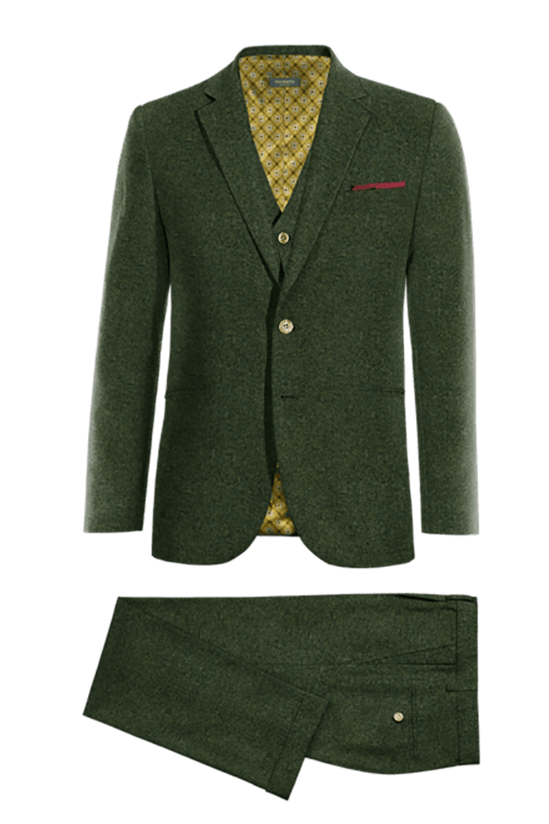 Green Herringbone Tweed 3-Piece Suit