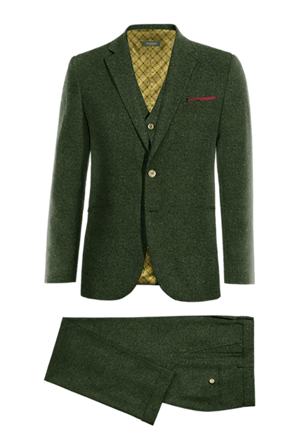 Green Herringbone Tweed 3-Piece Suit