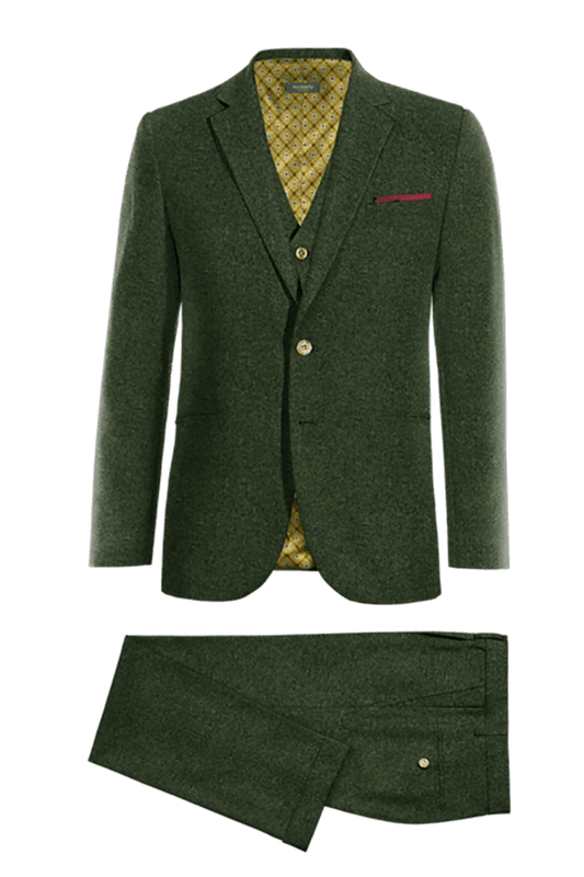 Green Herringbone Tweed 3-Piece Suit