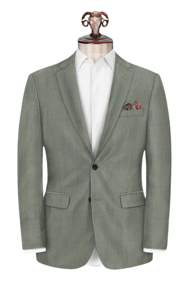 Green Herringbone Wool Suit