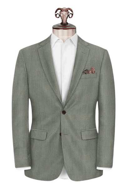 Green Herringbone Wool Suit