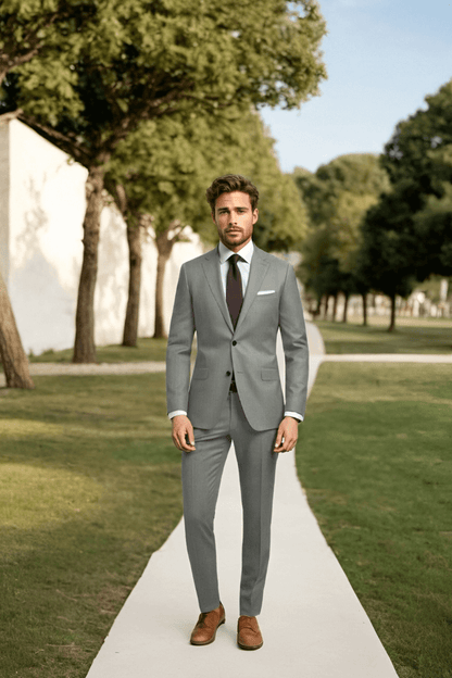 Green Herringbone Wool Suit