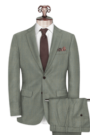 Green Herringbone Wool Suit