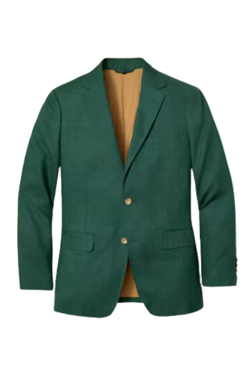 Traje italiano de lino verde con solapa de muesca y dos botones