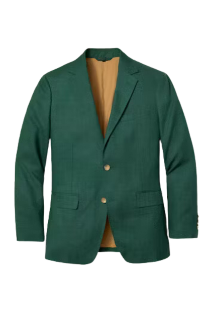 Traje italiano de lino verde con solapa de muesca y dos botones
