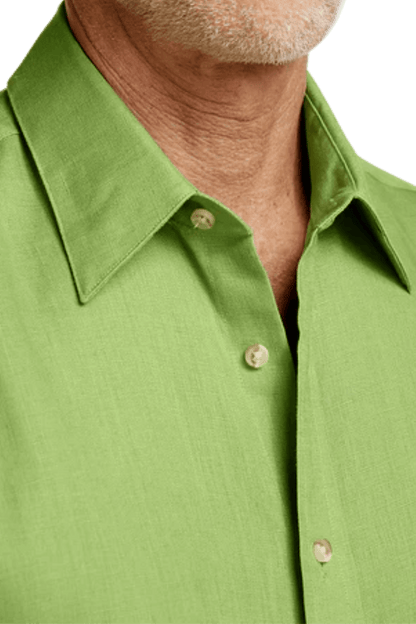 Camisa clásica lisa de lino verde